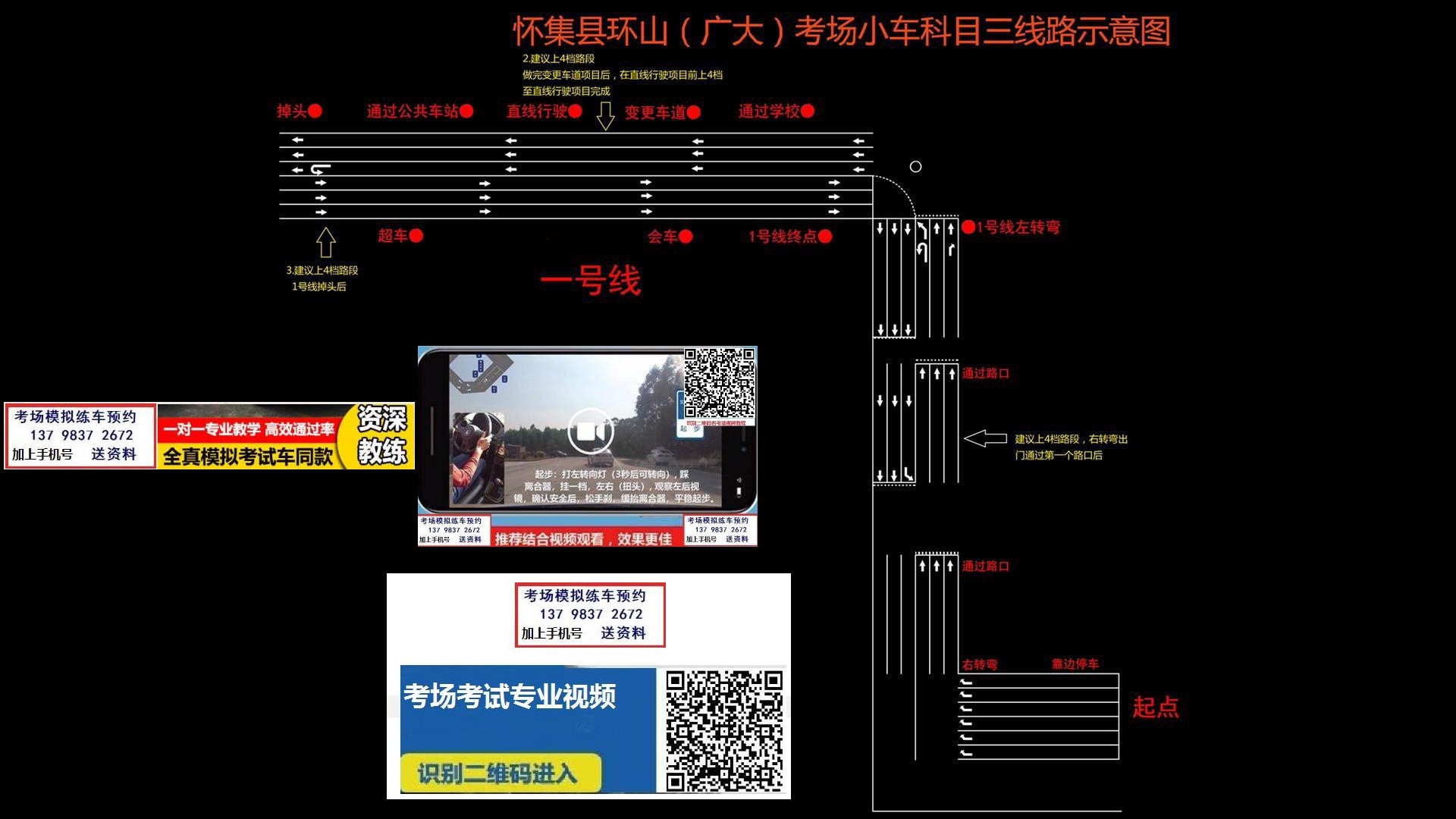 肇庆怀集环山广大科目三考场视频专业教程实地高清路线图最新视频