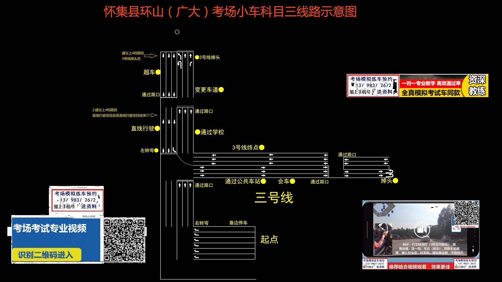 肇庆怀集环山广大科目三考场视频专业教程实地高清路线图最新视频