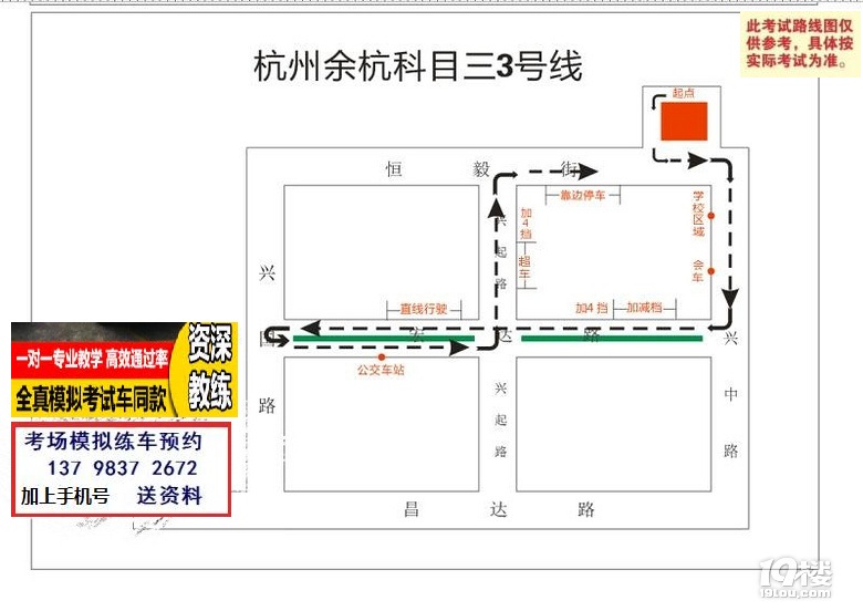 杭州富阳场口余杭临安科目三考场视频高清路线图模拟