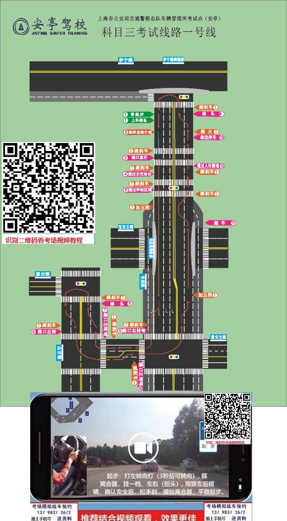 上海科目三嘉定区安亭考场1,3,4号线各项目操作流程详细讲解方法非
