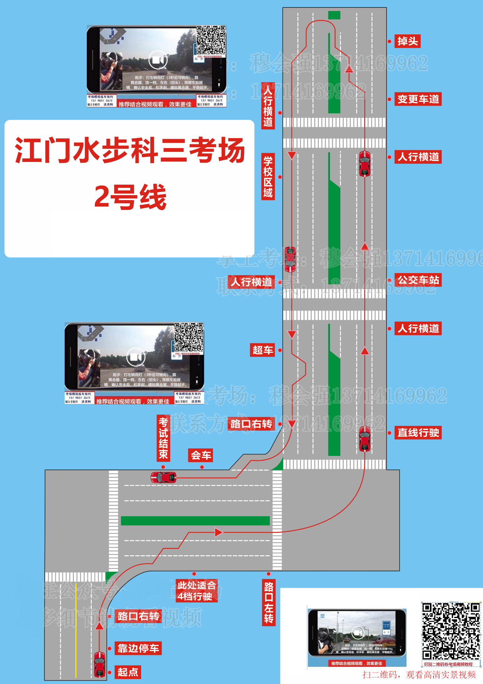 江门台山水步科目三考场视频高清考试路线图最新详细讲解攻略