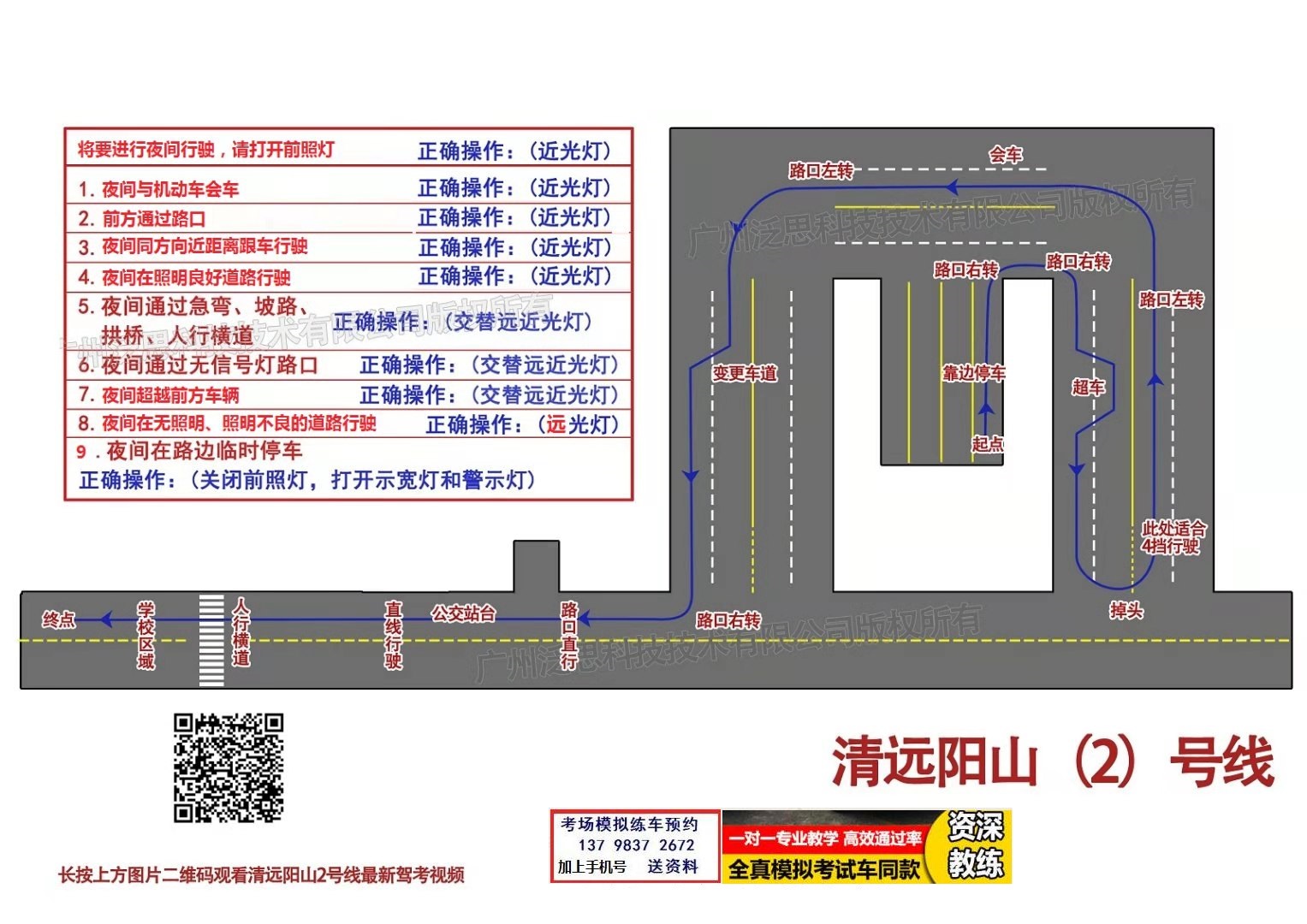 清遠陽山陽城科目三考場考試視頻教學模擬練車路線圖注意事項技巧流程