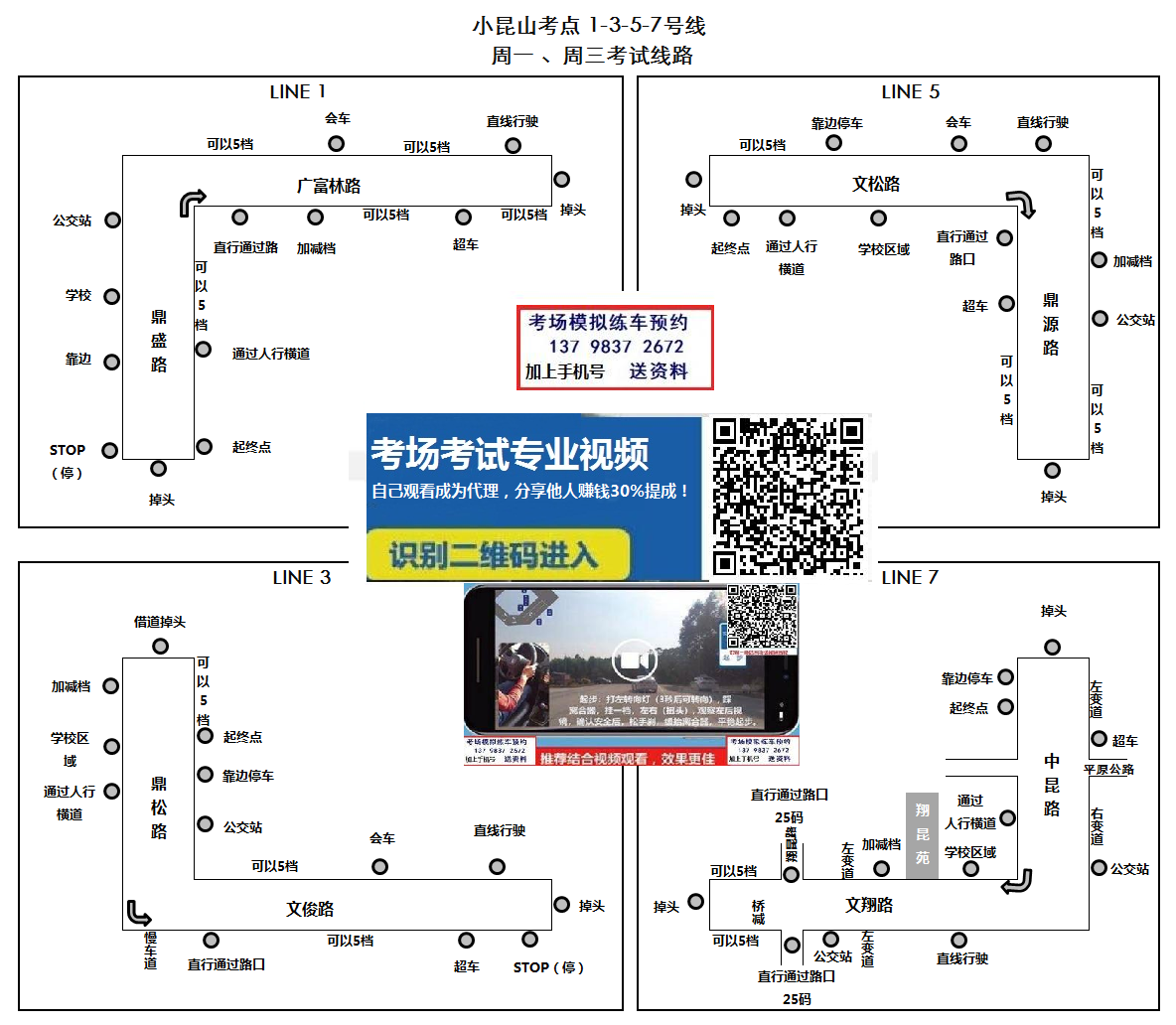 上海松江区小昆山科目三考场考试视频教学模拟练车路线图注意事项技巧